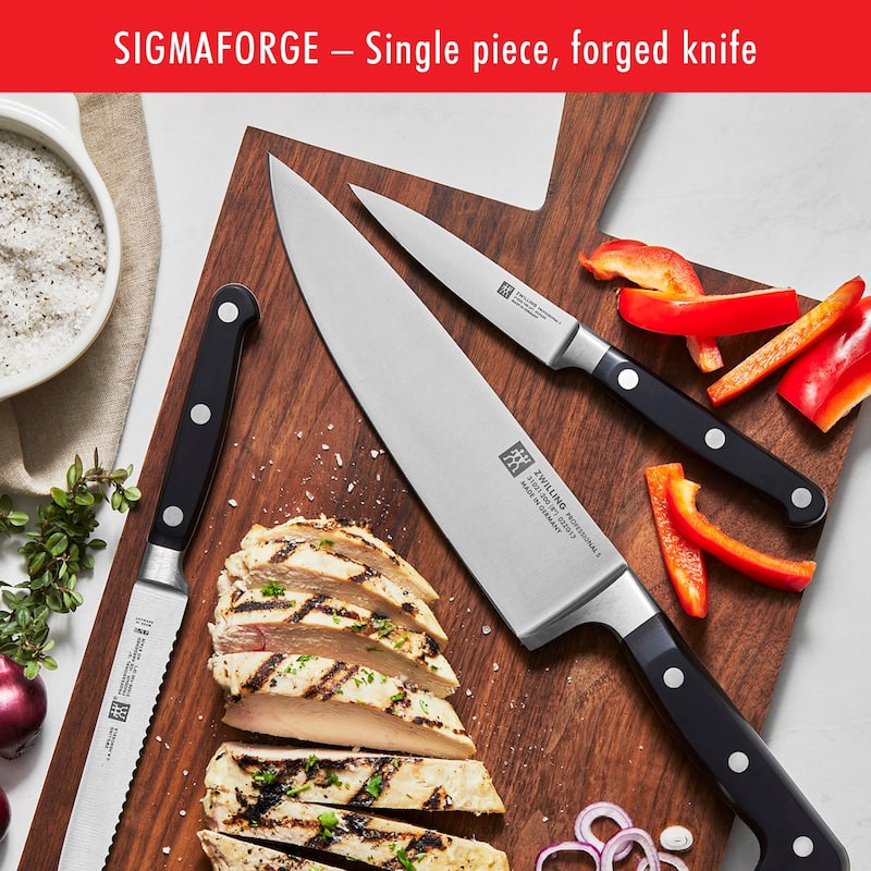ZWILLING Professional S Knife Set with Block, Chef’s Knife, Serrated Utility Knife, 7 Piece, Bamboo - 7-pc