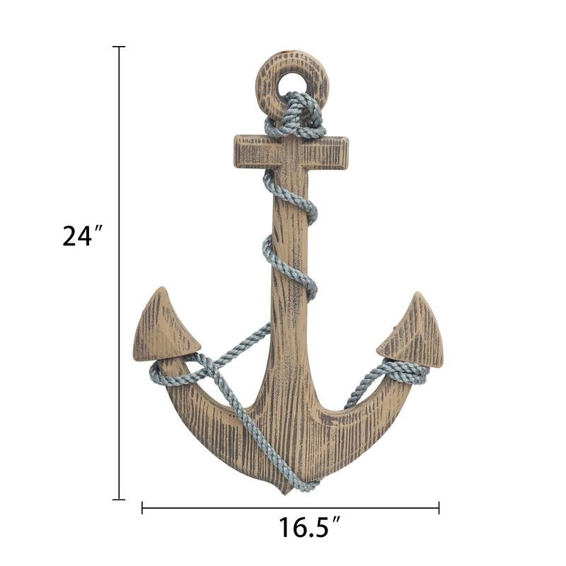 Ornamental Nautical Ship Anchor 24-inch Wood Wall Decoration