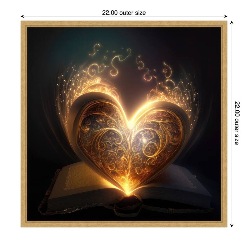 The Illuminated Heart by Jake Fouracre Framed Canvas Wall Art Print - Sylvie Bright Gold - 22 x 22 in