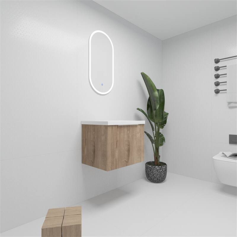 24 Inch Float Mounting Bathroom Cabinet with Sink, Soft Close Doors