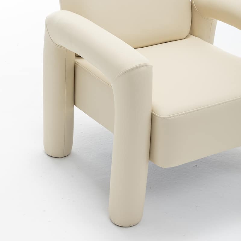 SEYNAR Modern PU Leather Accent Chair with Tubular Multifunctional Legs for Living Room