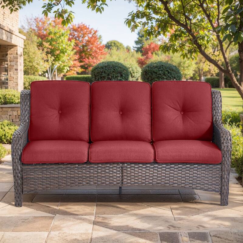 Gymojoy Outdoor Wicker Sofa Patio Rattan Wicker Furniture Cushion Sofa