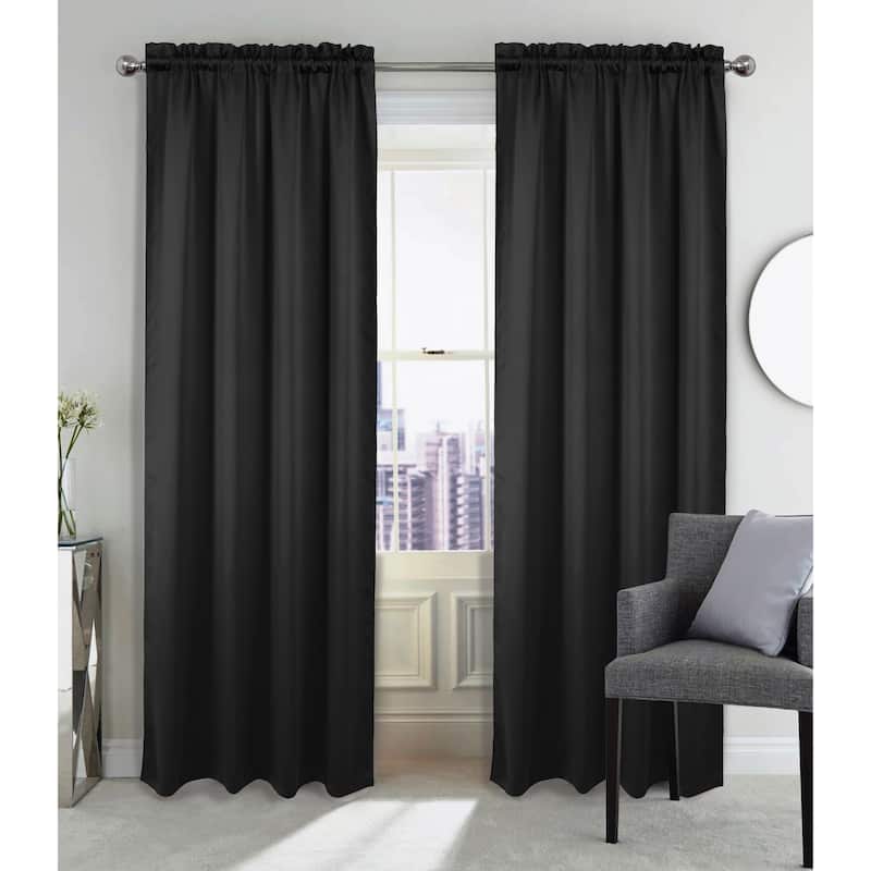 Twilight Room Darkening Rod Pocket Window Curtain 84" - Black