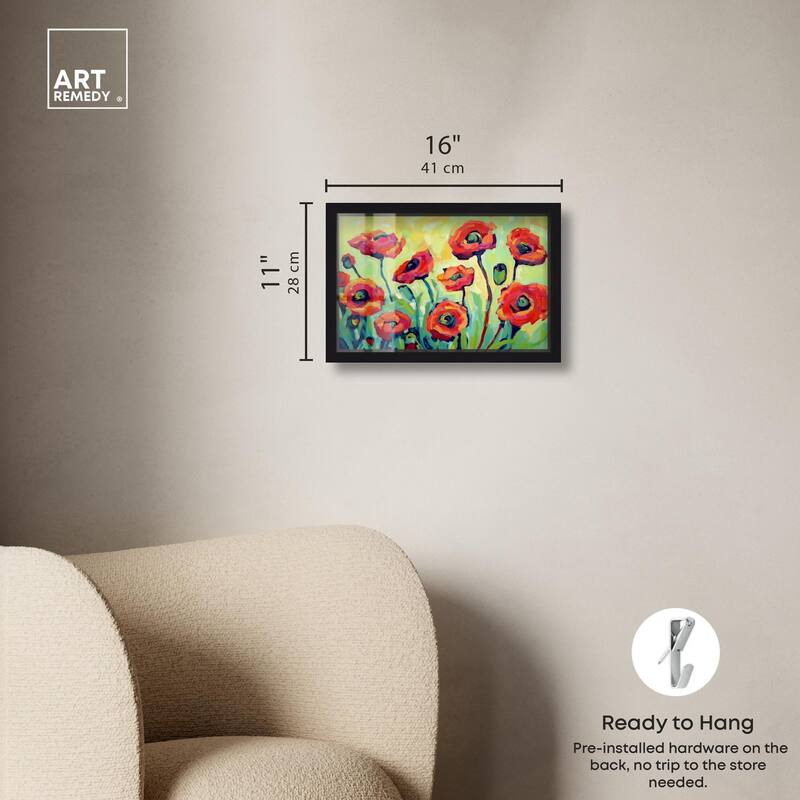 Red Poppy Field I Shadowbox by Art Remedy