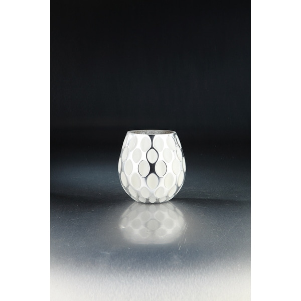 6.5" White and Clear Oval Shape Pattern Glass Tabletop Decor - N/A