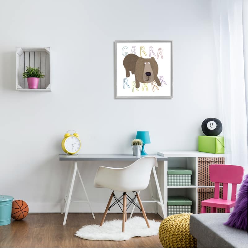 Stupell Grrrr Roaring Wild Bear Framed Giclee Art Design by Carla Daly