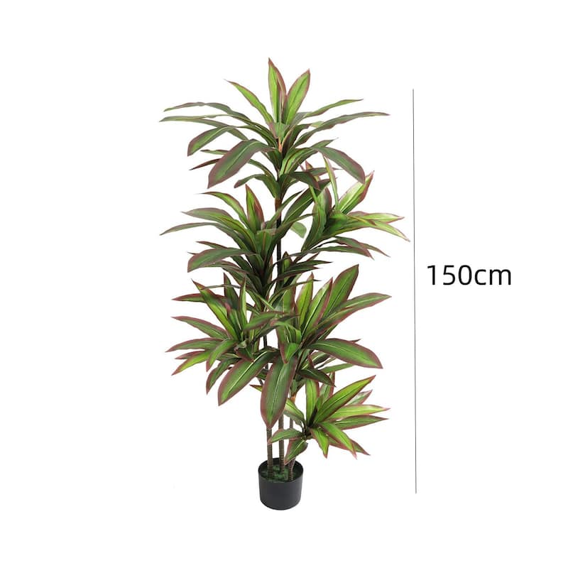 Red Edge Artificial Faux Yucca Dracaena Plant for Home Office Living Room Decor