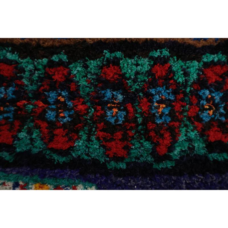 Hand Knotted Oriental 100% Wool Carpet Tribal Geometric Navy Blue & Blues Morocco Area Rug - 8' 3'' X 4' 8''