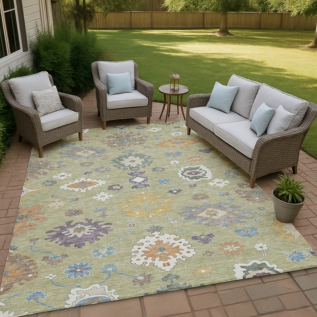 Machine Washable Indoor/ Outdoor Traditonal Delhi Chantille Rug