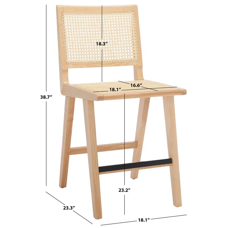 SAFAVIEH Couture Melike French Cane 23-inch Counter Stool - 18 In. W x 23 In. D x 39 In. H - 18Wx23Dx39H