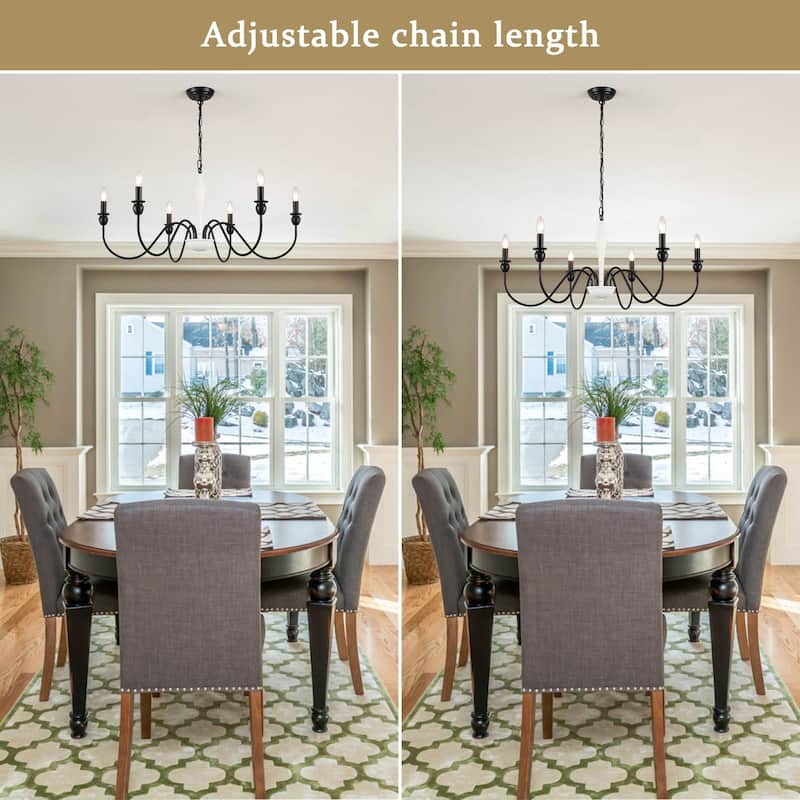 6-Light W36.2" x H74.8" Dimmable Chandelier Light for Kitchen Island Bedroom