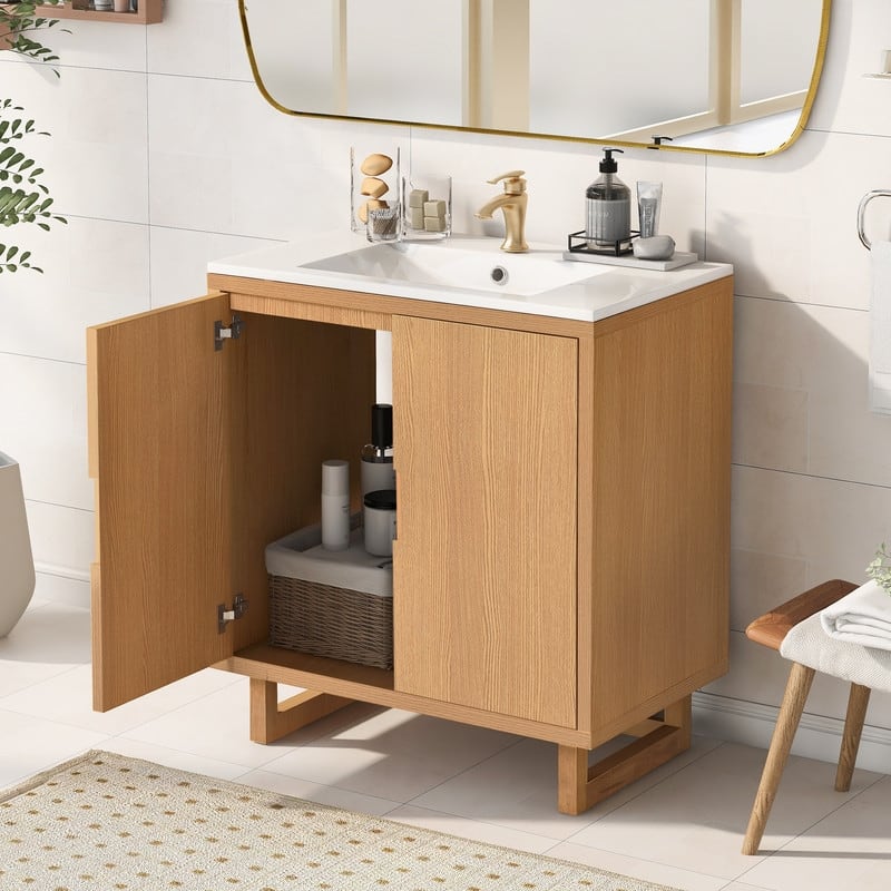 Bathroom Vanity with Sink, 30 inch Single Bathroom Vanity with Ceramic