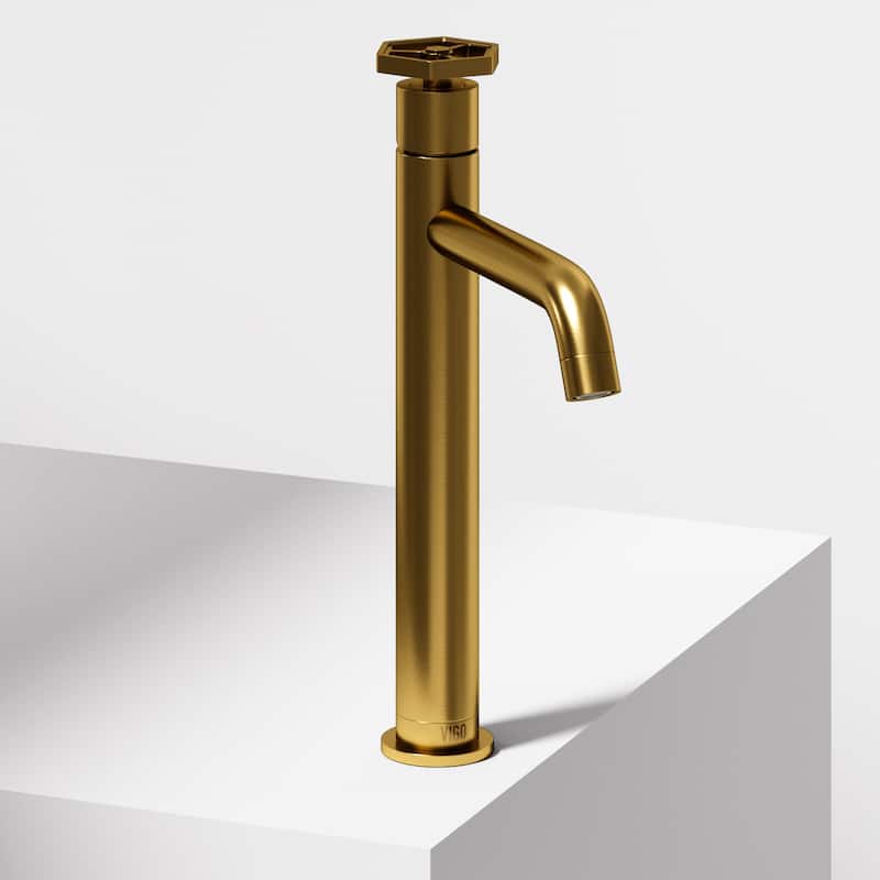 VIGO Ruxton 12" H Single Handle Single Hole Bathroom Vessel Faucet - Matte Brushed Gold