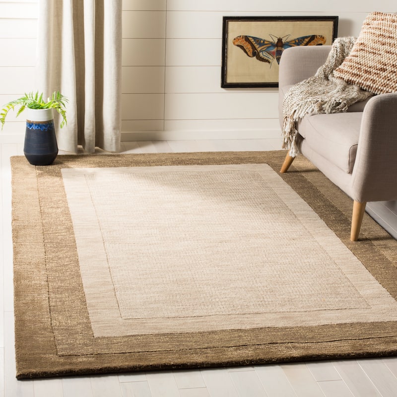 SAFAVIEH Handmade Impressions Nazmie Modern Wool Rug - 5' x 8' - Beige/Brown