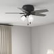 preview thumbnail 1 of 19, Hunter 42" Newsome Flush Mount Ceiling Fan w/ 3-Light LED Light Kit and Pull Chain - Transitional, Casual - Low Profile! Matte Black