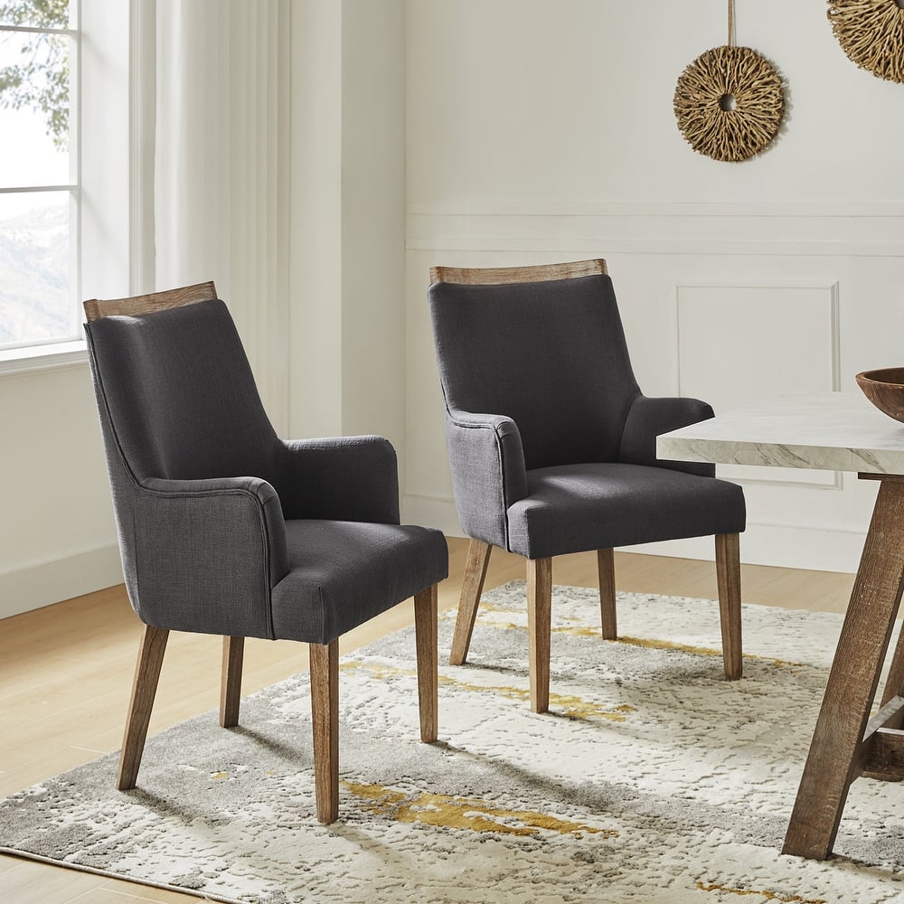 Albert Farmhouse Upholstered Solid Wood Dining Chair Set of 2 by HULALA HOME