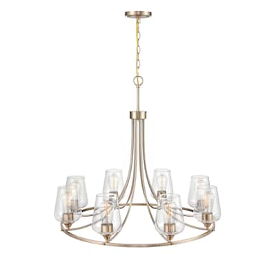 Millennium Lighting Ashford 8 Light Modern Gold Chandelier Ceiling Fixture with Clear Glass Shades