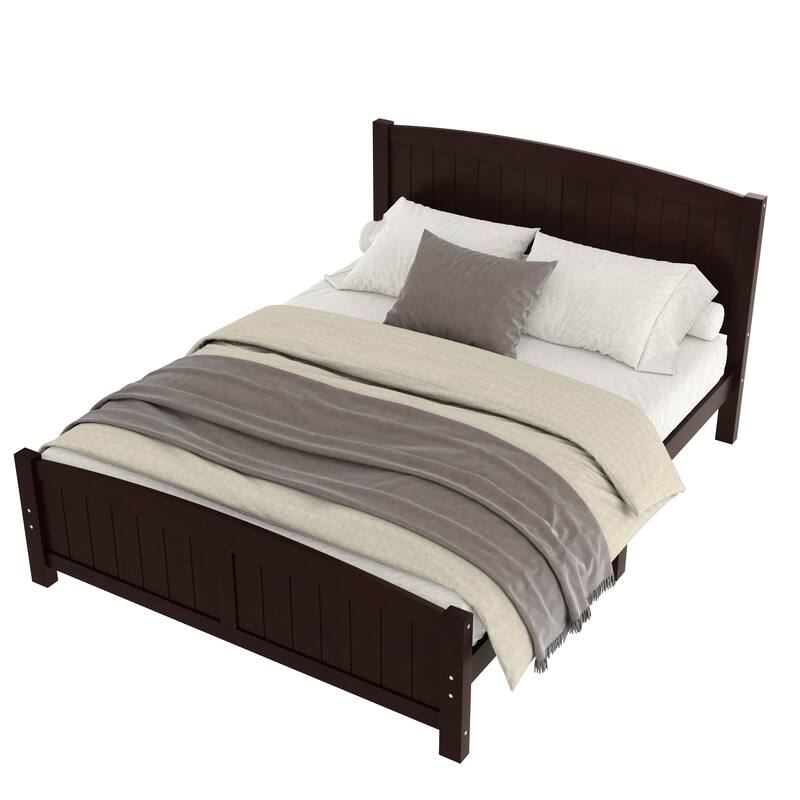 Queen Size Platform Bed, Solid Wood Platform Bed with Support Slats and Strong Structure, No Box Spring Needed