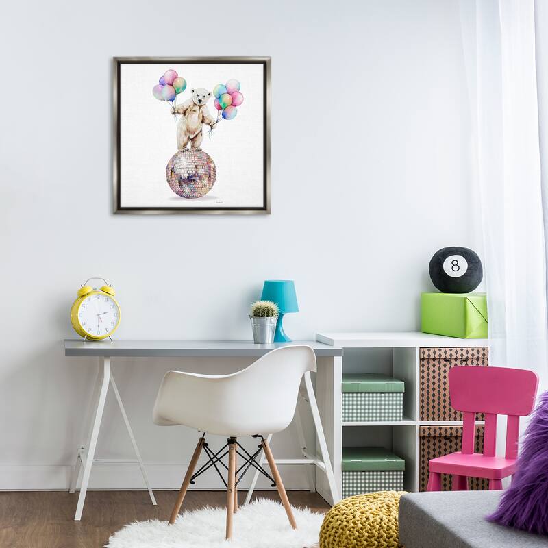 Stupell Polar Bear & Balloons Framed Floater Canvas Wall Art Design By Amanda Greenwood