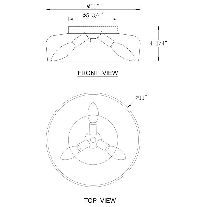 C Cattleya 3Light Matte Black Finish Flush Mount Ceiling Light with