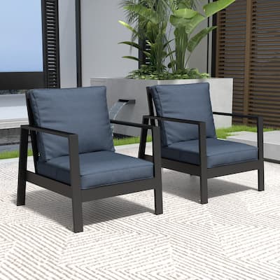 Patio Aluminum Chair with Cushions (Set of 2)