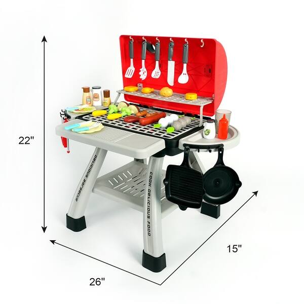 Easy Playhouse BBQ Grill Toy Playset, Light & Sound, Realistic Smoke, Cooking