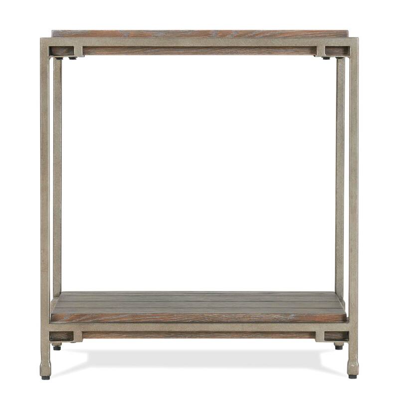 Metal Frame Wood Living Room Chairside Table With Shelf