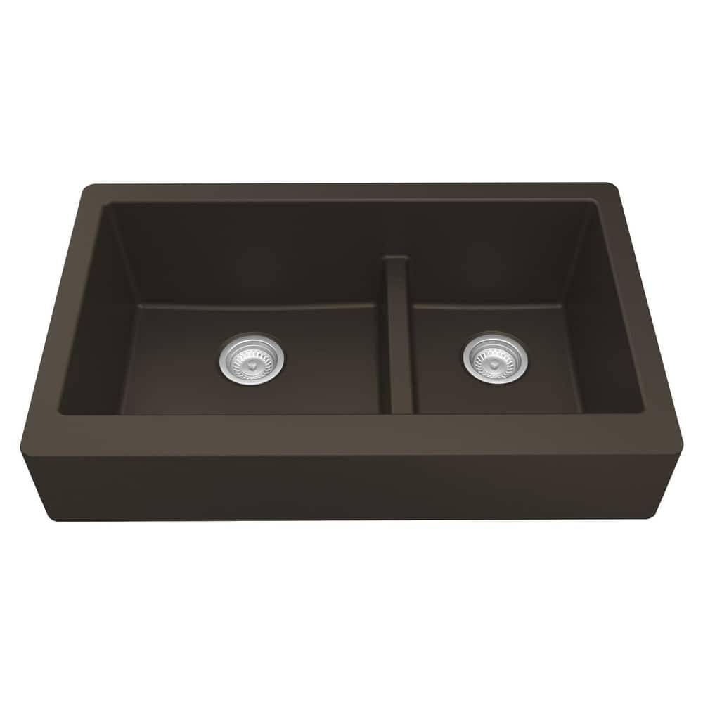Karran Retrofit Apron-Front Quartz Double Bowl Kitchen Sink