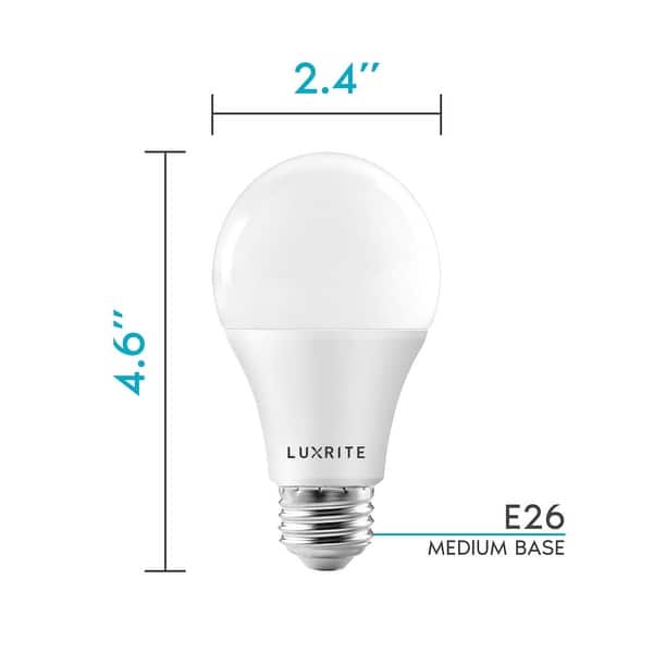 Luxrite A19 Led Light Bulbs 100w Equivalent Dimmable 1600 Lumens Enclosed Fixture Rated Energy Star E26 Base 4 Pack Overstock Luxrite A19 Led Light Bulbs 100w Equivalent Dimmable 1600 Lumens Enclosed Fixture Rated Energy Star E26 Base 4 Pack Overstock