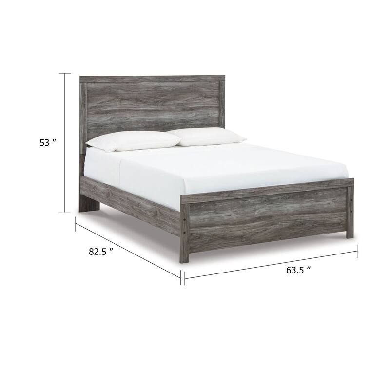 Roso Queen Panel Bed with Wood Grain Finish, Dark Gray Wood-Laminate