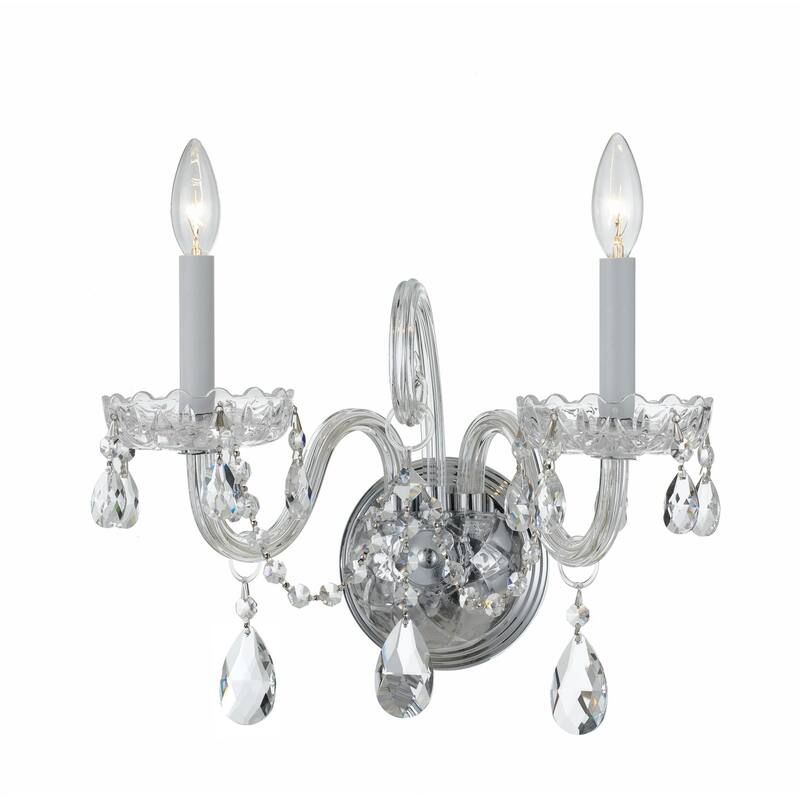 Crystorama Lighting Group Traditional Crystal 2 Light 15" Wide Wall - Polished Chrome