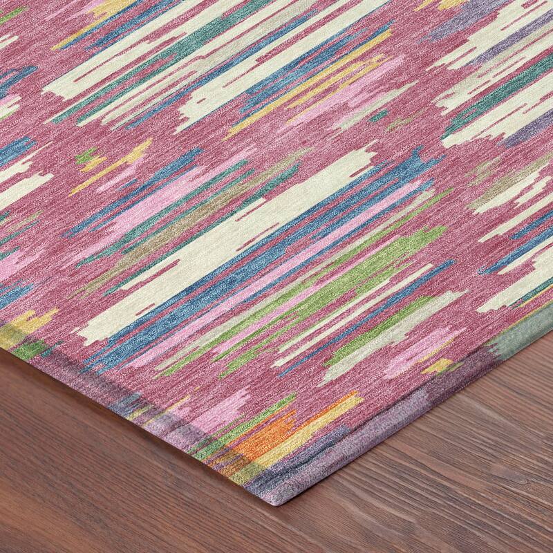 Machine Washable Indoor/ Outdoor Modern Trellis Chantille Rug