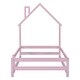 preview thumbnail 27 of 56, Twin Size Wood bed with House Shaped Headboard Floor Bed with Fences