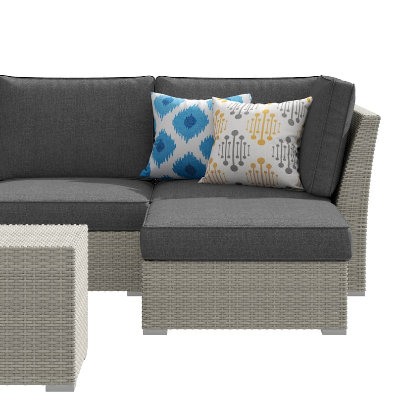 Corvus Looe 8-Piece Outdoor Sectional Set with Deep Seating, Aluminum Wicker Conversation Sofa with Ottomans