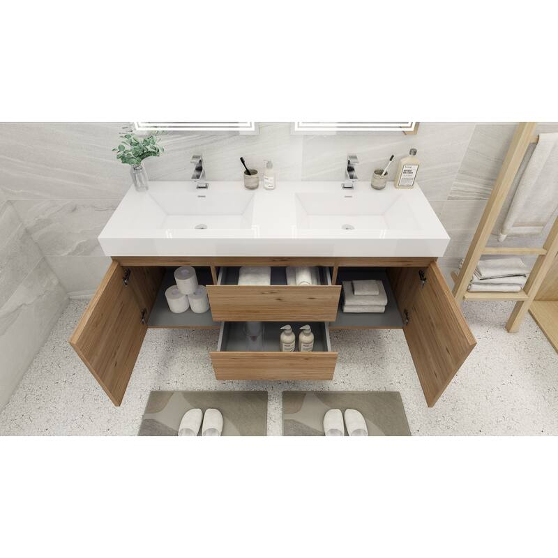 Baillie 60'' Wall-Mounted Vanity with Double Reinforced Acrylic Sink