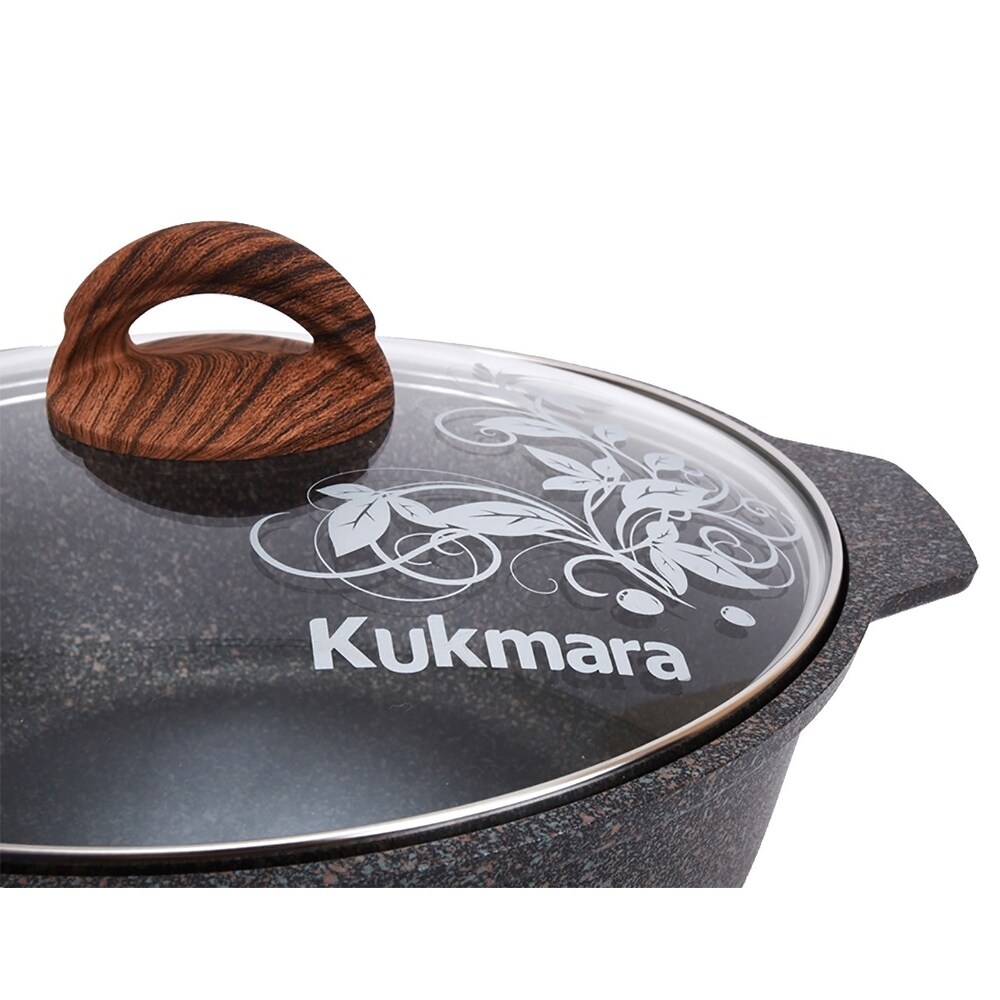 KUKMARA 4.2 Qt Aluminum Marble Non-Stick Pot w/Glass Lid - On Sale