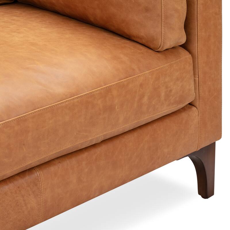 Poly & Bark Argan 93" Sofa in Cognac Tan - Full Grain Genuine Italian Leather