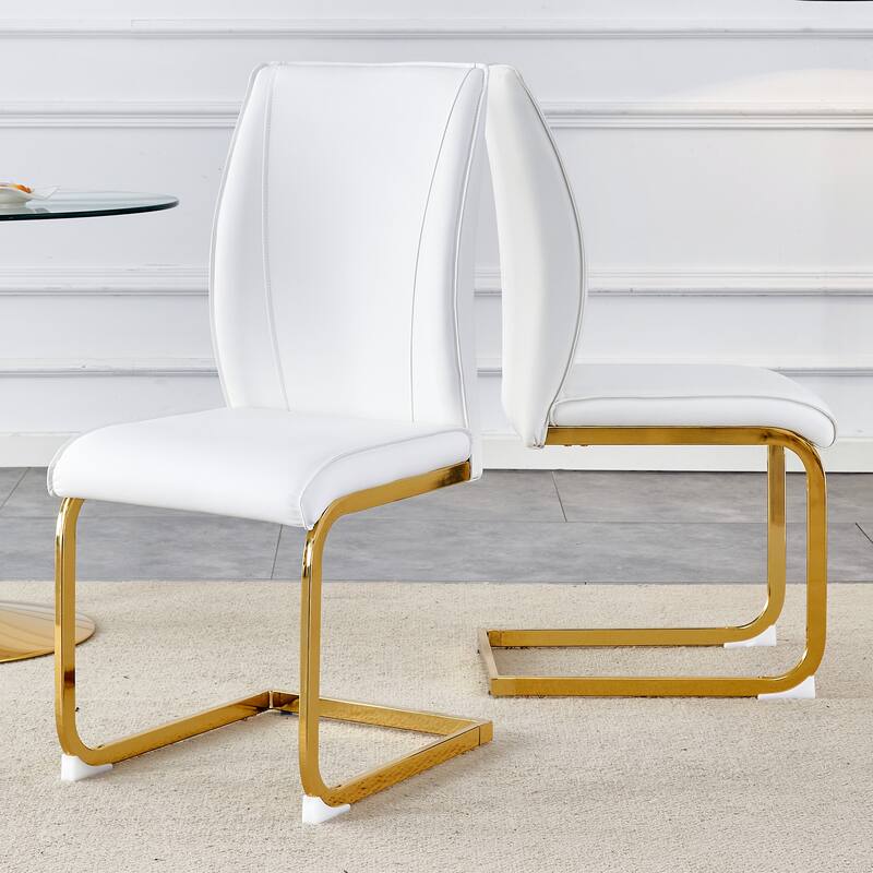 Roomfitters Arch Dining Chairs with Black PU and Gold Arched Legs, High Resilience Upholstered Set of 4