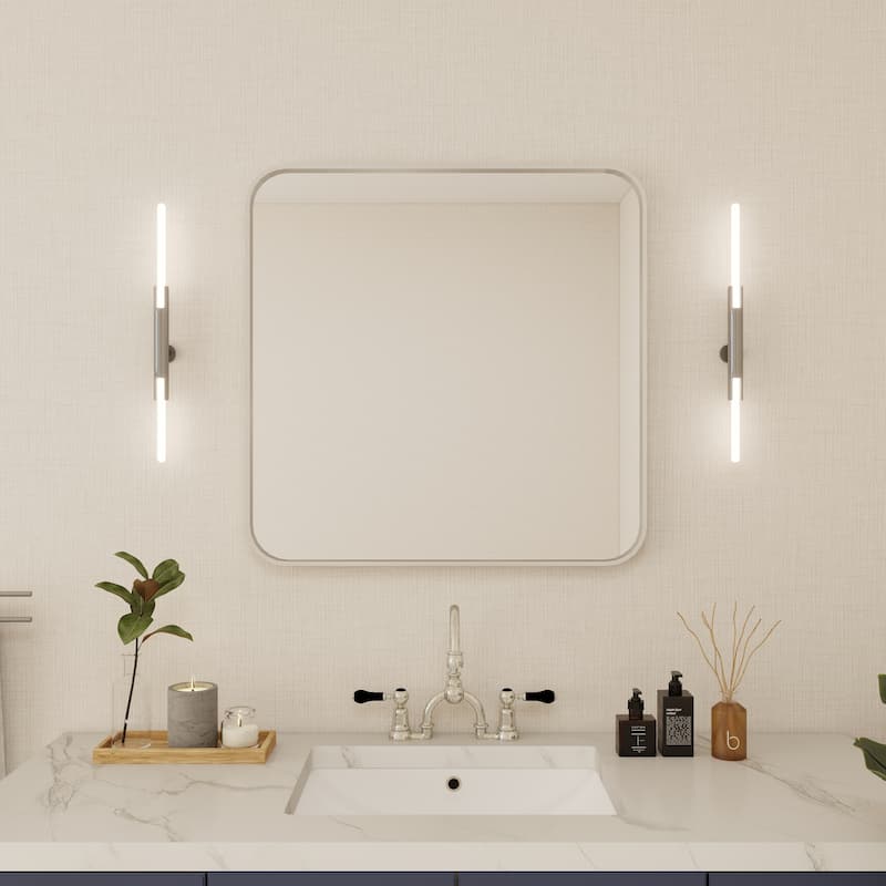 Organnice Rectangular Aluminum Frame Vanity Bathroom Mirror with Clear Glass