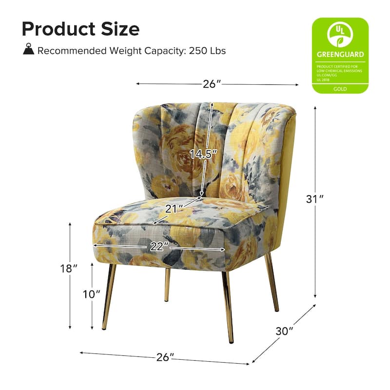 Almira Contemporary Upholstered Armless Side Chair with Tufted Back Set of 2 by HULALA HOME