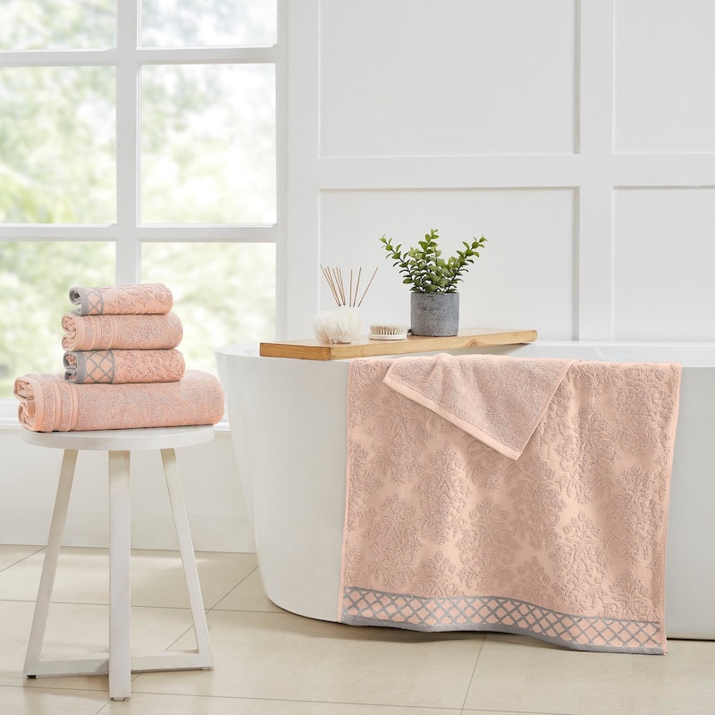 Modern Threads Damask Jacquard 6-piece Embellished Border Towel Set