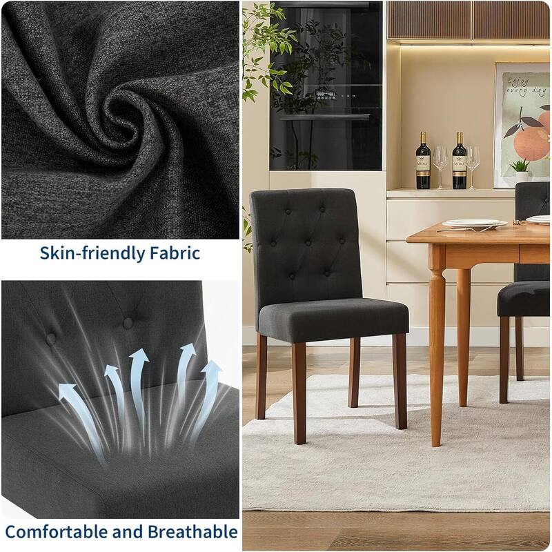 Set of 2 Button Tufted Modern Parsons Upholstered Dining Chairs for Dining Room, Cafe & Home