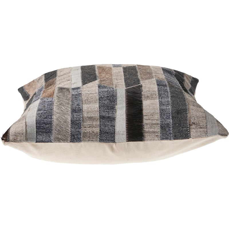 Sevita Multicolored Striped Faux Leather Throw Pillow
