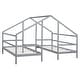 preview thumbnail 8 of 9, Double Twin Size Triangular House Kids Beds Frame with Built-in Table, Grey