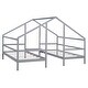 preview thumbnail 19 of 20, Double Twin Size Triangular House Kids Beds Frame with Built-in Table for Shared Space, Solid Pine Construction, White