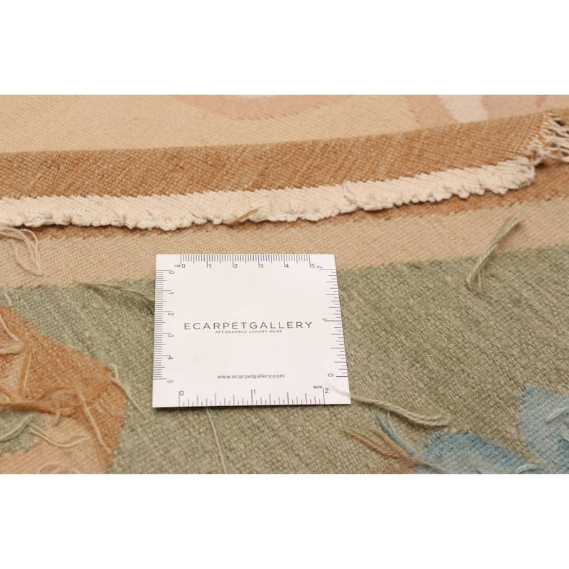 ECARPETGALLERY Flat-Weave Dynasty Ivory Wool Tapestry Kilim - 12'0 x 12'0