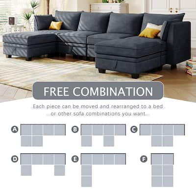 Modern Large U-Shape Modular Sectional Sofa