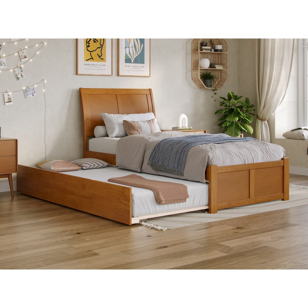 Portland Platform Bed with Footboard and Twin XL Trundle