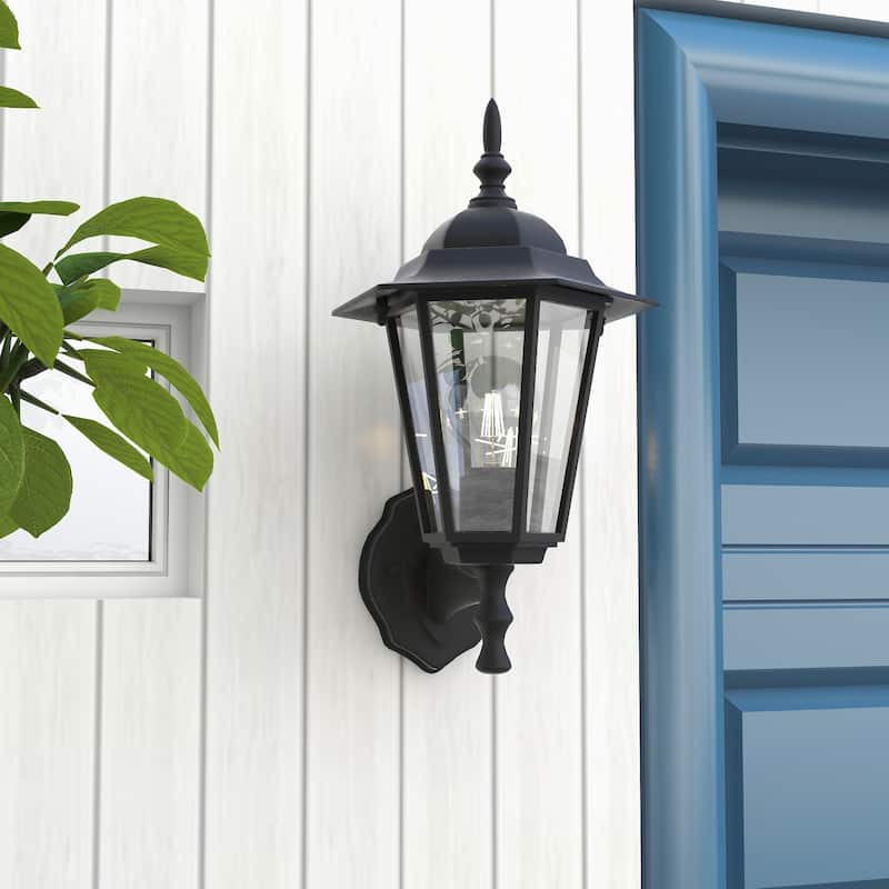 1- Light Outdoor Textured Black Wall Mount Light - Black