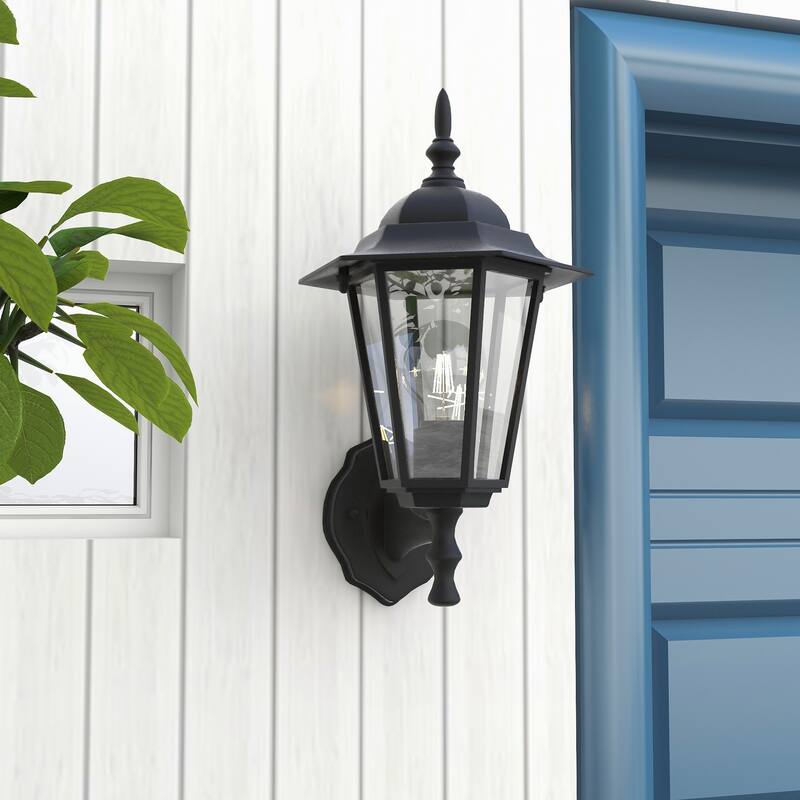 1- Light Outdoor Textured Black Wall Mount Light - Black